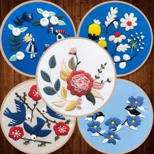 Floral Embroidery Starter Kit: DIY Flower Pattern Hoop Art