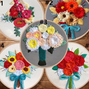 Holding Flowers Embroidery Kit For Beginner, Modern Floral Embroidery Kit,  DIY Hand Embroidery Kit,Wall Art Kits,Wall Decor
