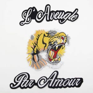 A Set of Tiger Embroidered Patch ,Tiger Applique with Letters  for Garment,Large Tiger applique patch, iron on or sew on embroidery