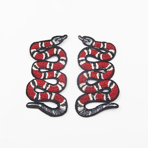 2pcs Snake Patch ,4.5*8cm Small Snake Patch,A Set of Embroidery Patch, Embroidery Snake Applique,Fabric Iron on Snake Patch