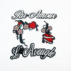 1 Set Delicate Embroidery Patch,Iron on Heart Patch with Letters,Fashion Red Heart Applique,Heart Patch Applique For Garment