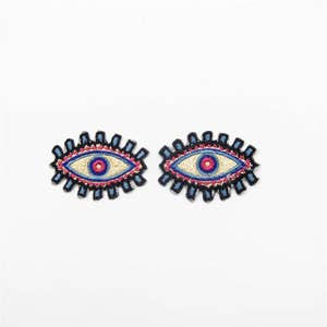 2pcs Eyes Embroidered Patch,Eyes Embroidered Applique,Butterfly Shaped Patch,Embroidered patch,Iron on Patch for Garment