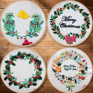 DIY Christmas Embroidery Kit: Modern Floral Hoop Art