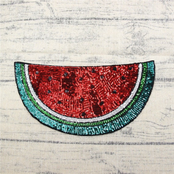 Big Sequin Watermelon Patch: Embroidered Iron-On Applique