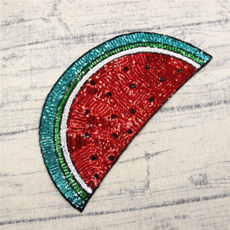 Stor paljettvattenmelonlapp: Broderad strykapplikation bild 4