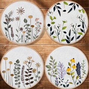 Flower Beginner Embroidery Kit ,Fancy Flower Pattern Embroidery Kit,DIY Flowers Embroidery Pattern, Diy Embroidery Kit