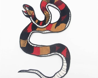 Embroidered Snake Patch: Large Fabric Applique