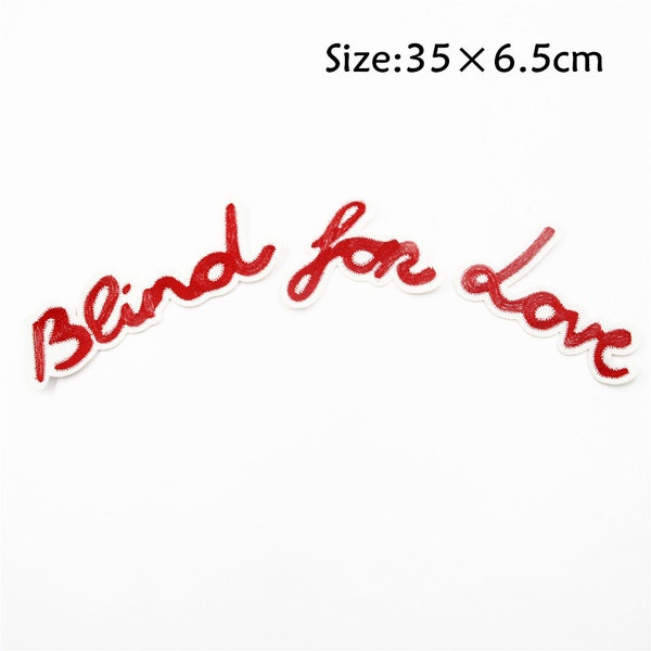 Letters Embroidered Patch ,Red "Blind for Love"Letter Patch,Letters Applique for Garment Accessories,1 Set of Letters Patch