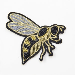 Bees Patch, Embroidery Bees Patch,Bead Bees Embroidered Patch,Iron on Patch,Sewing on Applique,Garment Accessories