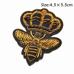 Bees Patch,The Queen Embroidery Patch,Bees Embroidered Patch,Iron on Patch,Sewing on Applique,Embroidered Patch for Garment