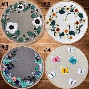 Beginner Embroidery Kit - Modern Floral Pattern - Hand Embroidery Full Kit - DIY Flower Embroidery Hoop Wall Art Kit