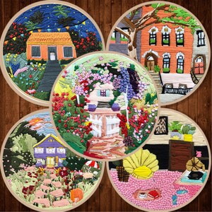 House Painting Embroidery Kit For Beginner, Modern Scenery Embroidery Kit, Embroidery Kit, flowers Embroidery Pattern, DIY Embroidery Kit
