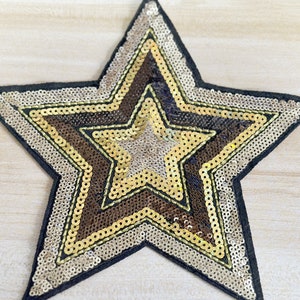 Star Sequin Patch,Gold Star Patch,Fashion STAR  Patch,Sequin Embroidered Applique,Iron on Patch,Sewing on patches