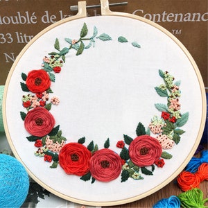 Beginner DIY Embroidery Kit, Modern Scenery Embroidery Kit, flowers Embroidery Pattern, Diy Embroidery Kit
