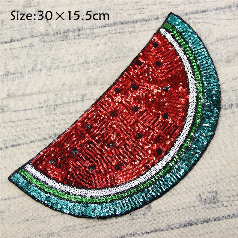 Stor paljettvattenmelonlapp: Broderad strykapplikation bild 2