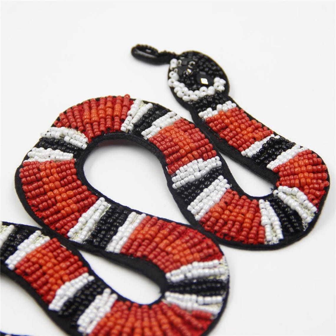 Bead Snake Patchhandmade Bead Patch Embroidery Snake Etsy