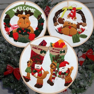 Christmas Embroidery Kit: Beginner DIY Floral Hoop Art