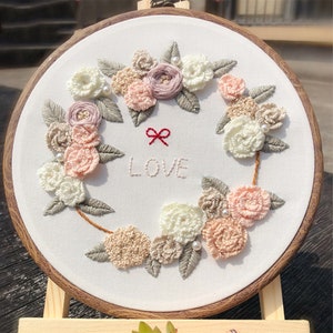Floral Embroidery Kit: DIY Flower Hoop Art, Beginner Craft