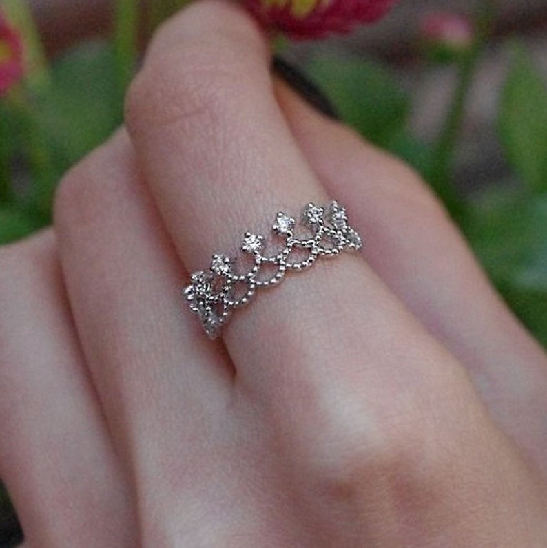 Tiara Rİng 925K Sterling Silver Ring Crown Ring Dainty Etsy