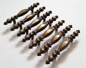 Keeler Brass Drawer Pulls, Set of 7 Matching, MidCentury Modern MCM Gold Drawer Handles, Dresser Bureau Credenza Desk Cabinet Door Armoire