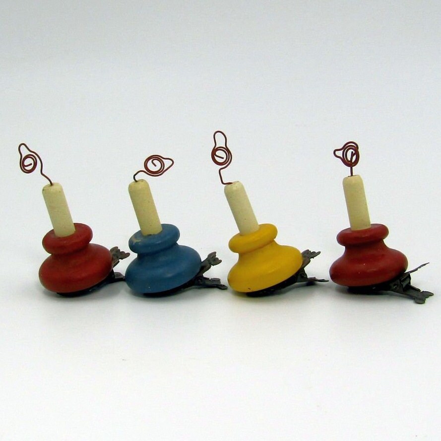 Turned Wood Clip on Candle Christmas Tree Ornament Set of 4 Etsy