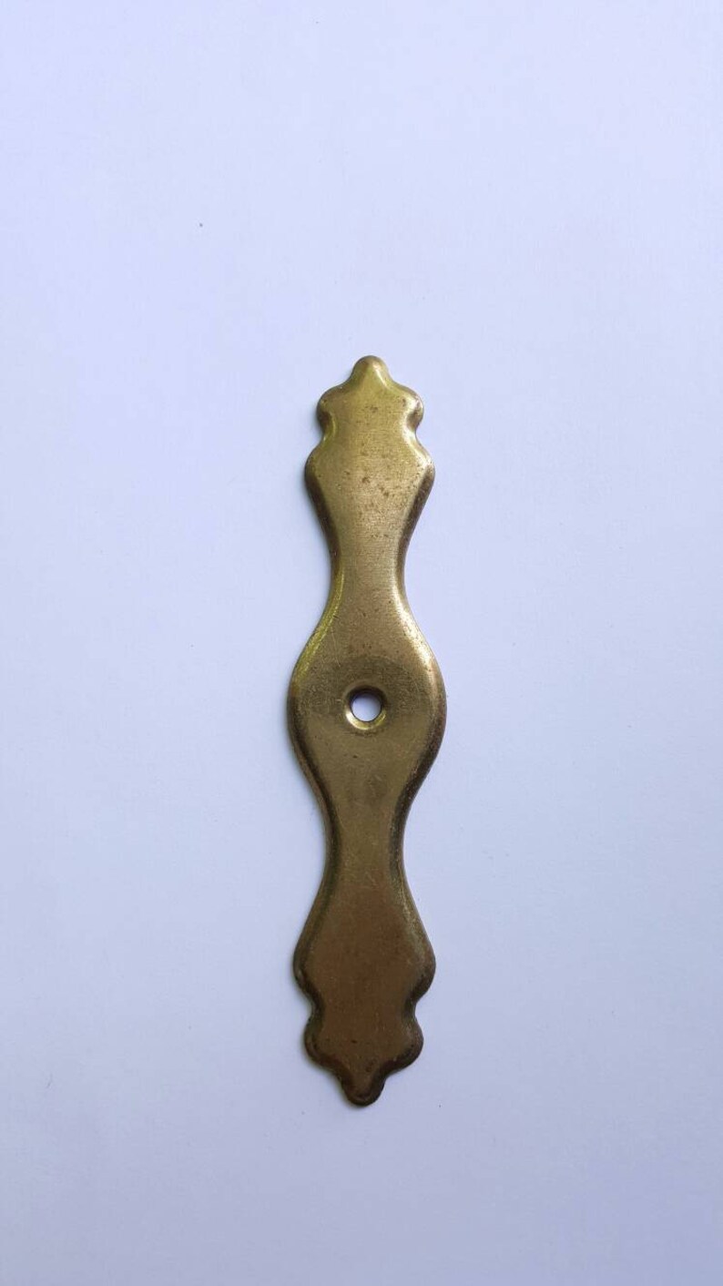 Vintage Brass Backplate Drawer Pull Knob Handle Medicine Etsy