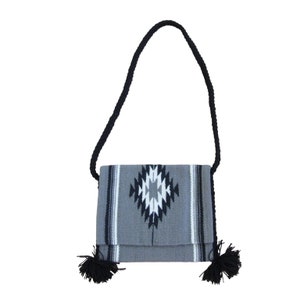 Saddle Blanket Crossbody Bag Southwestern Wool Shoulder Purse 14x12 with Tassel Braided Strap