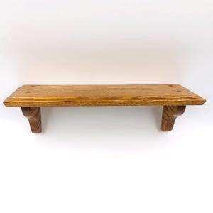 Vintage Handcrafted Solid Oak Wood Shelf Wall Mount 16 inches Wide