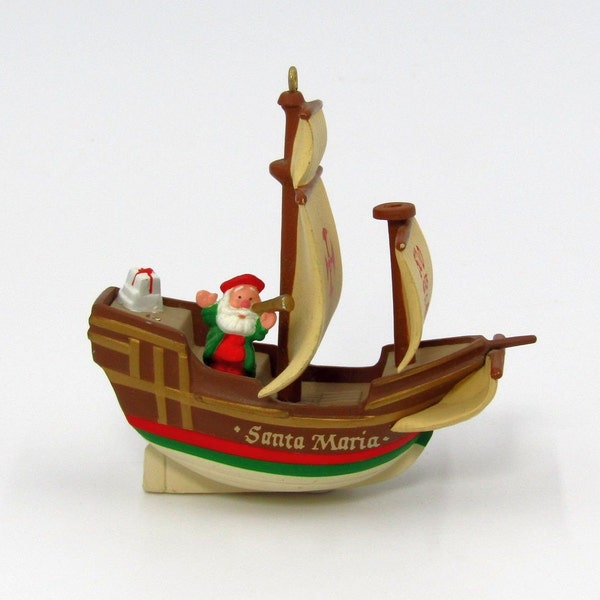 Santa Maria Christmas Tree Ornament Explorer Sailing Ship Discover Columbus 1992 Vintage Hallmark Historical Expedition Old World