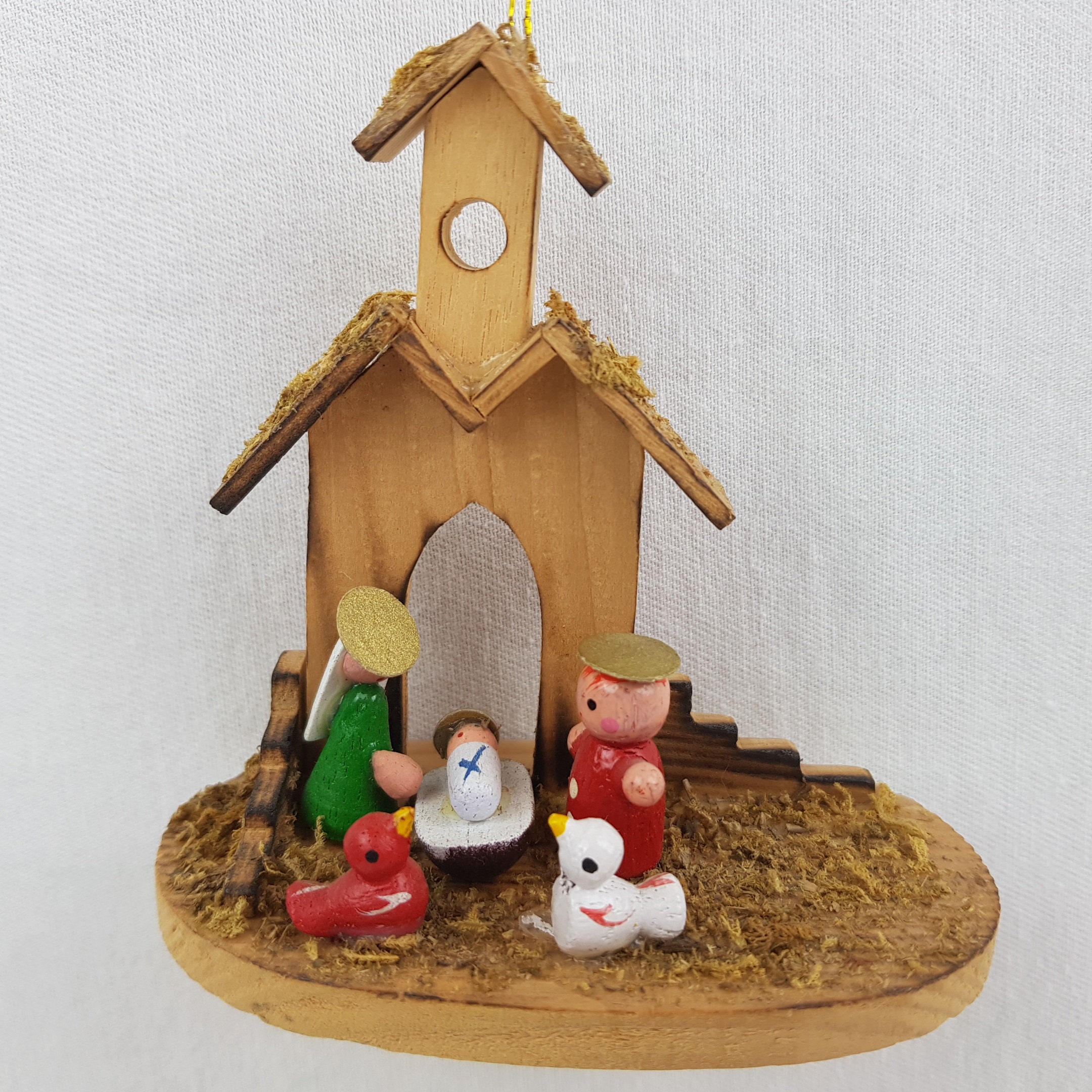Wooden Nativity Ornament Miniature Nativity Scene Christmas Etsy