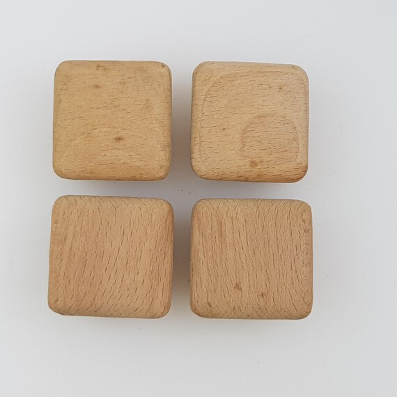 Square Wood Drawer Pull Knobs Plain Blank Unfinished Cabinet Etsy
