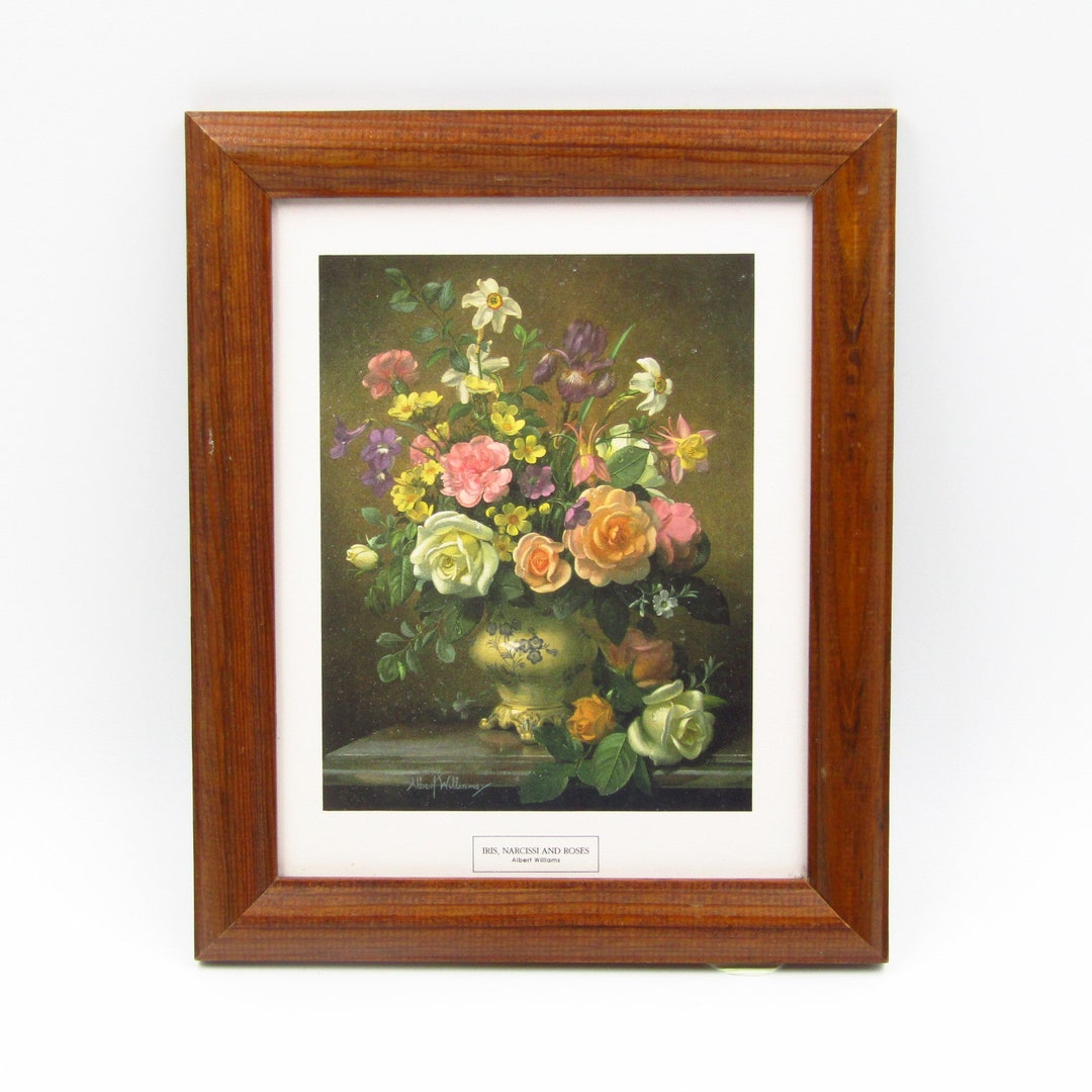 Vintage Framed Albert Williams Floral Print Bouquet Botanical Still