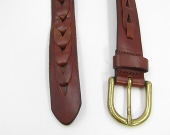 Vintage Geomo Fashions Braided Leather Belt Brass Belt  display picture 1