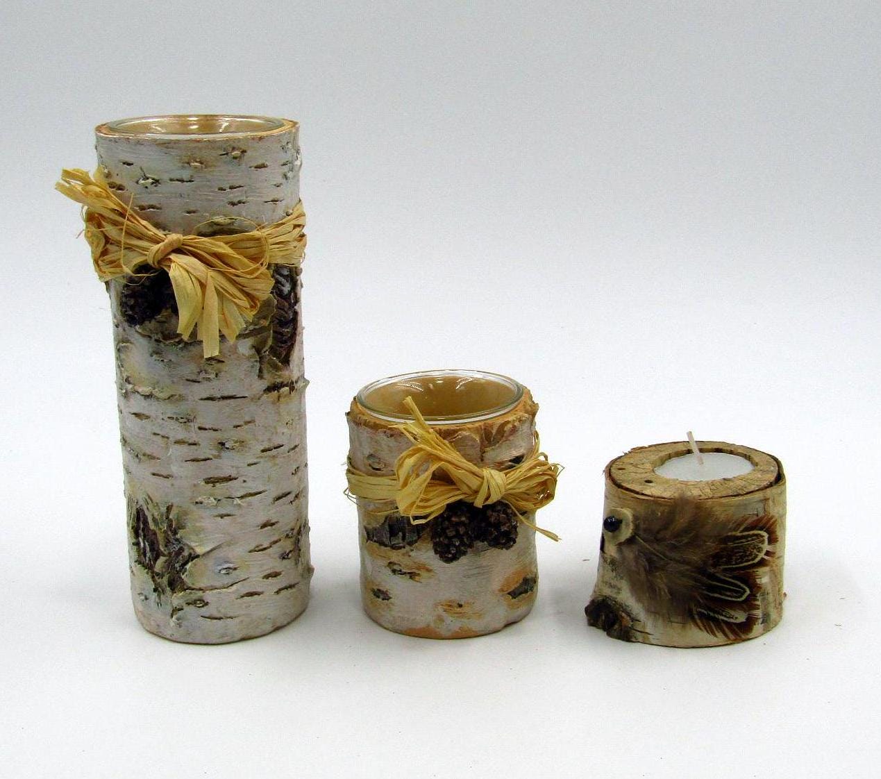 Rustic Birch Candle Holders