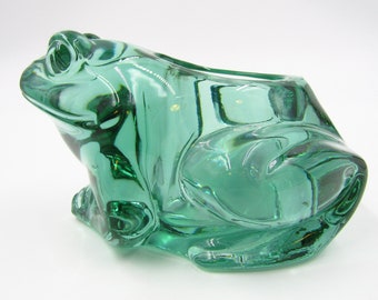 Green Glass Frog Shaped Votive Candle Holder