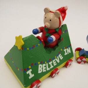 Miniature Wooden I believe in Santa Spellout Christmas Train Wood People Painted Letters Teddy Bear Engine Tabletop Kids Decoration image 4