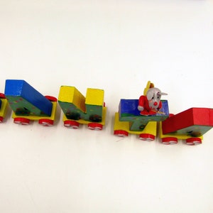 Miniature Wooden I believe in Santa Spellout Christmas Train Wood People Painted Letters Teddy Bear Engine Tabletop Kids Decoration image 8