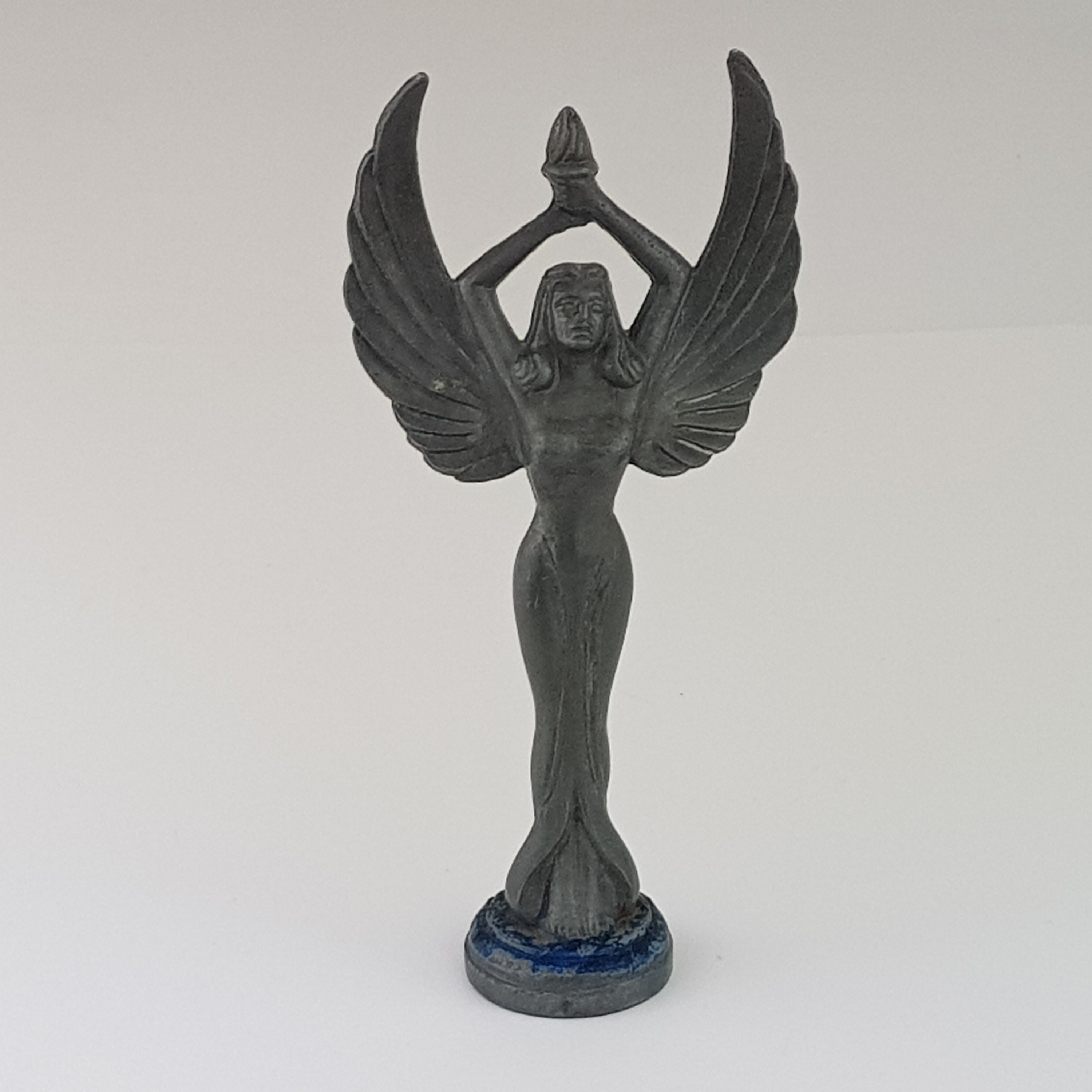 Art Deco Angel Figurine Metal Statuette Hood Ornament Trophy Etsy