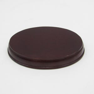 Dark Wood Oval Display Stand 5.5" Pedestal Plinth - Vintage Wooden Riser for Figurines Collectibles Crystals Shelf Décor