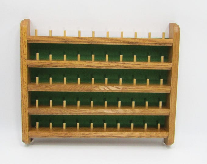Thumble Rack Vintage Oak 50-peg Display Rack - Wall Hanging Thimble Shelf ...