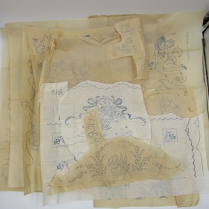 Vintage Lot Embroidery Transfer Patterns 1950s 1960s Baby Dress Day of the Week Mexican Themes Baby Animals Alphabet Bib Napkin Towel Apron