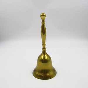 Vintage Large Solid Brass Handheld Bell 3.75 x 9.5 inches