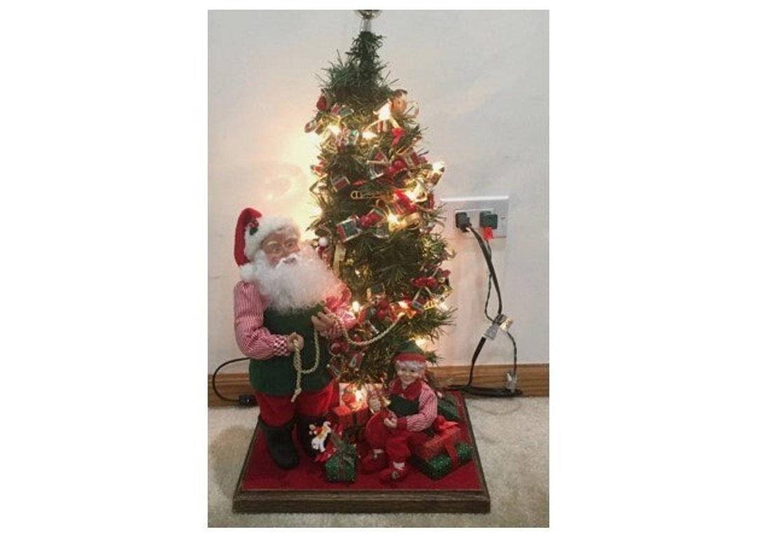 3 Vintage Christmas Decor Musical Hanging Santa Head & Plush & Tree  Ornament EUC