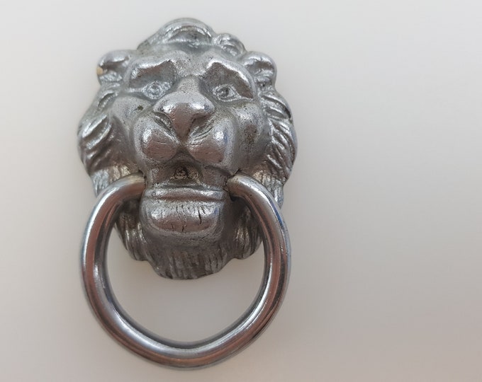 Vintage Silver Lion Head Drawer Pull Door Handle Etsy