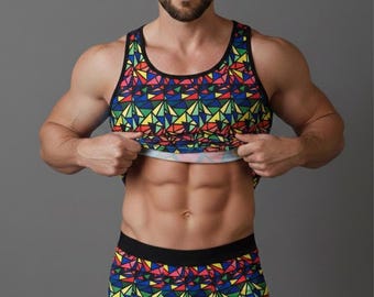 Men's Tank Top & Boxer Set Breathable Activewear Underwear