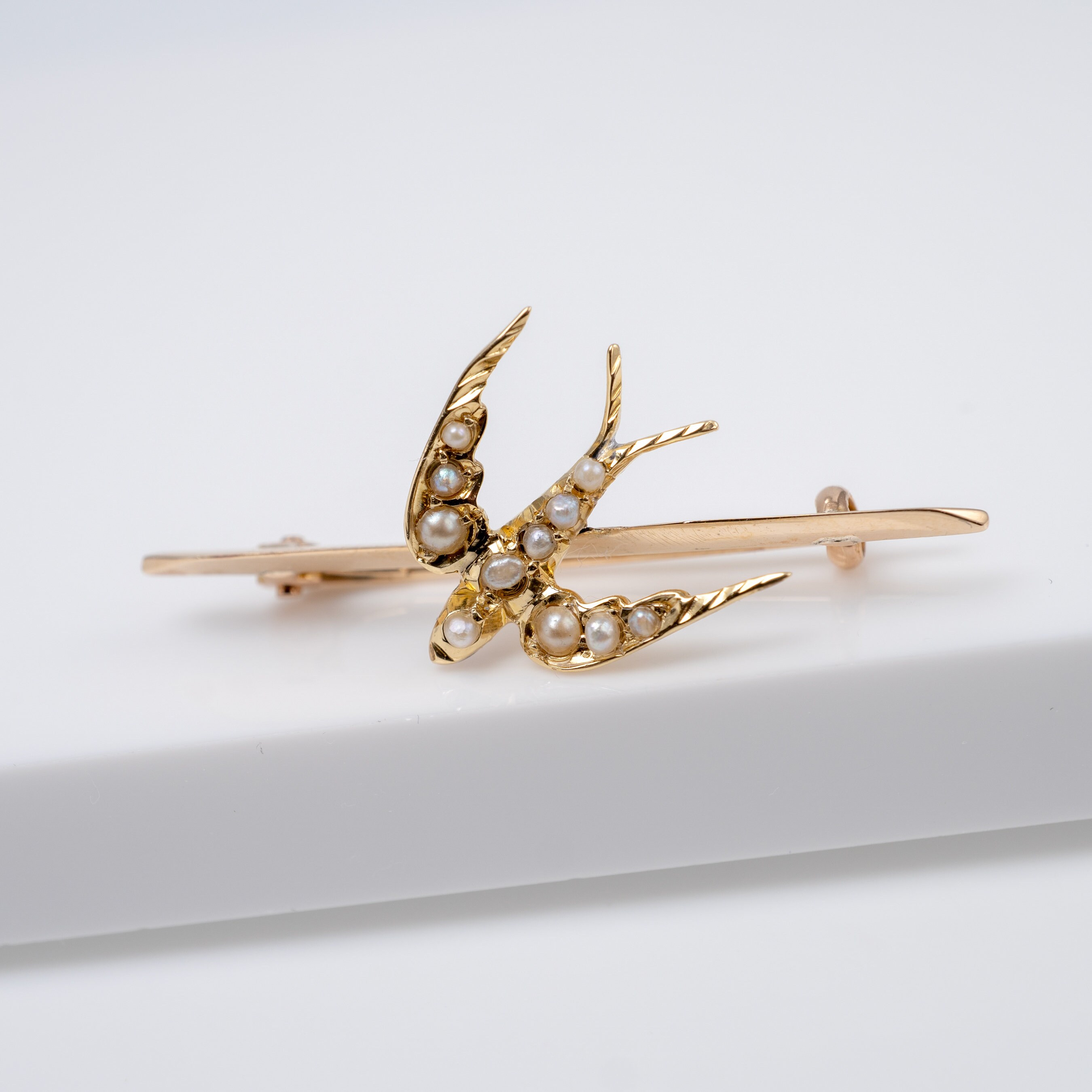 Antique Bird Brooch Pin 18k Gold Edwardian Swallow Jewellery - Etsy