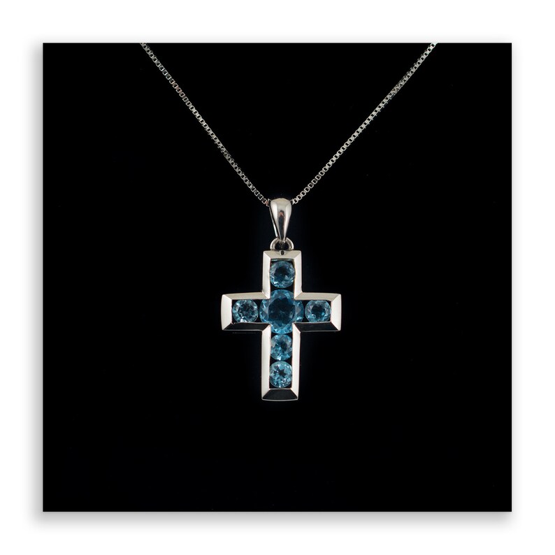 9ct White Gold Cross Pendant Tpaz Pendants Religious Image 0