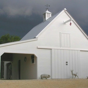 Backyard Barn Plans - Lofts - Small Barn Designs - Pole-Barn Building Plans - Inexpensive Construction - 19 Optional Layouts