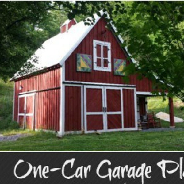 3 One-Bay Car Barn Plans with Lofts - Three Different Sets of Economical Pole-Barn Building Plans