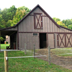 Small Farm Barn Plans - 27 Layouts - Lofts - Complete Pole-Barn Construction Drawings